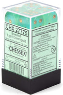 Chessex 16mm Borealis Light Green/Gold Plastic (Glows in the Dark) Dice Set (27775)
