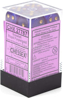 Chessex 16mm Borealis Royal Purple/Gold Plastic (Glows in the Dark) Dice Set (27787)