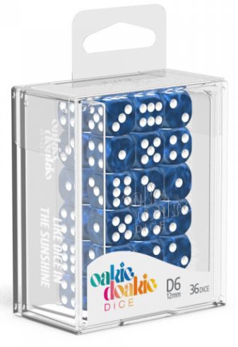 D6 Dice 12 mm Marble - Blue (36)