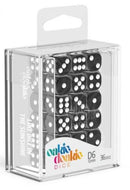 D6 Dice 12 mm Marble - Black (36)