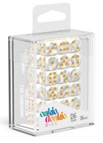 D6 Dice 12 mm Marble - White (36)