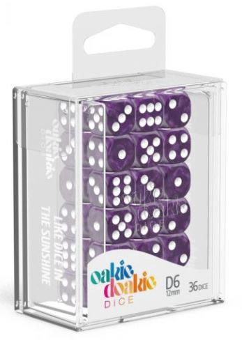 D6 Dice 12 mm Marble - Purple (36)