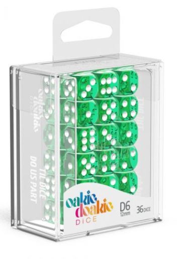D6 Dice 12 mm Translucent - Green (36)