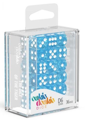 D6 Dice 12 mm Speckled - Light Blue (36)