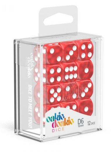D6 Dice 16 mm Marble - Red (12)