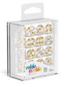D6 Dice 16 mm Marble - White (12)