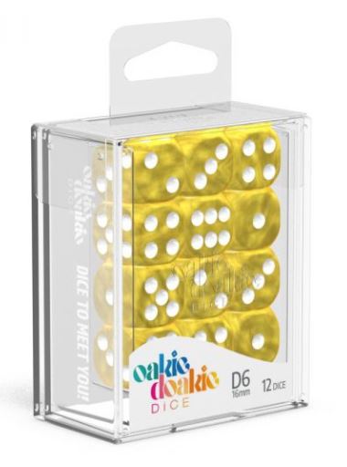 D6 Dice 16 mm Marble - Yellow (12)