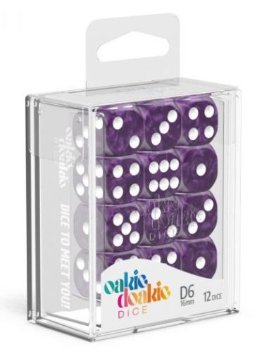D6 Dice 16 mm Marble - Purple (12)