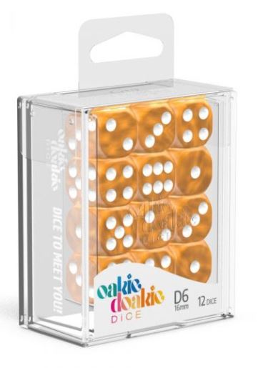 D6 Dice 16 mm Marble - Orange (12)