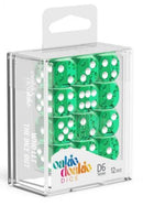 D6 Dice 16 mm Translucent - Green (12)