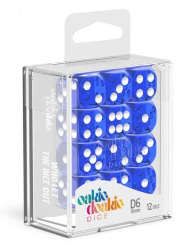 D6 Dice 16 mm Translucent - Blue (12)
