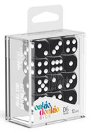 D6 Dice 16 mm Solid - Black (12)