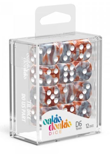 D6 Dice 16 mm Gemidice - Silver-Rust (12)