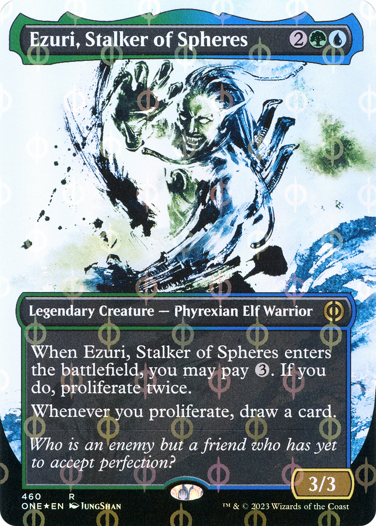 Ezuri, Stalker of Spheres (Borderless Ichor Step-and-Compleat Foil) [Phyrexia: All Will Be One]