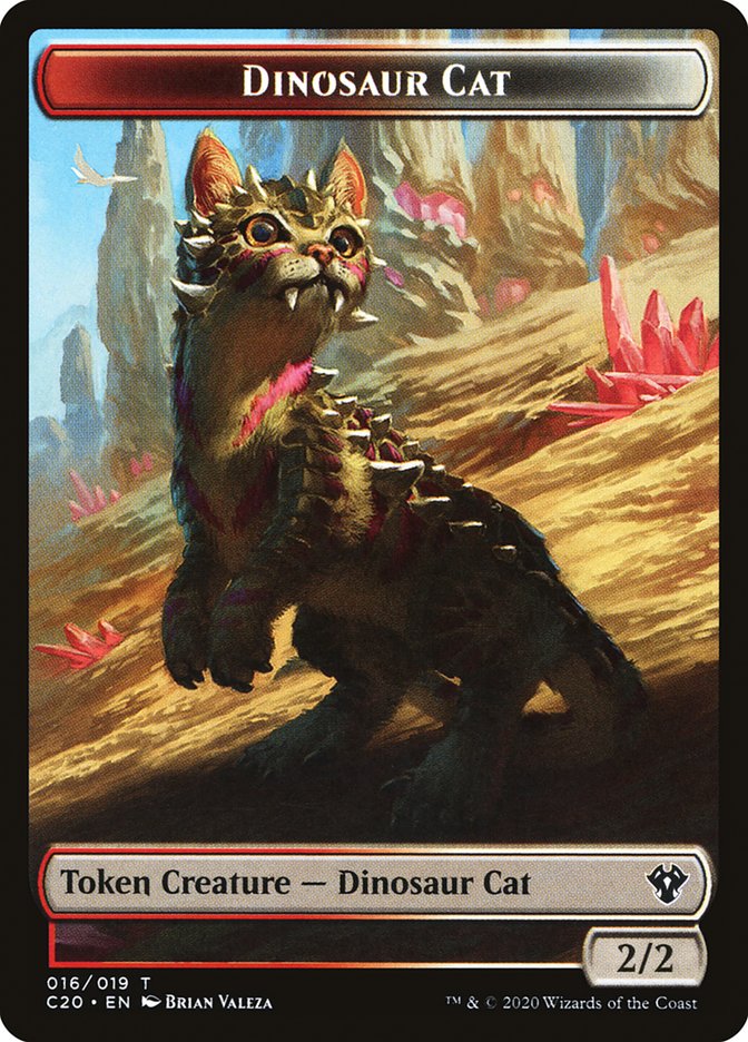 mtg cat token cards Dinosaur Cat Token [Commander 2020 Tokens]