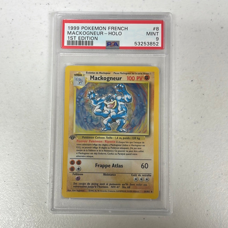 PSA 9 MINT - Machamp 8/102 1st Edition French Base Set Holo Pokemon