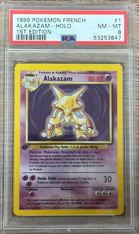 PSA 8 NM - MT - Alakazam 1/102 1st Edition French Base Set Holo Pokemon