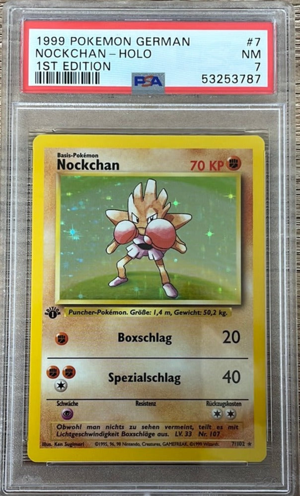 PSA 7 NM - Hitmonchan 7/102 1st Edition German (Nockchan) Base Set Pokemon Holo