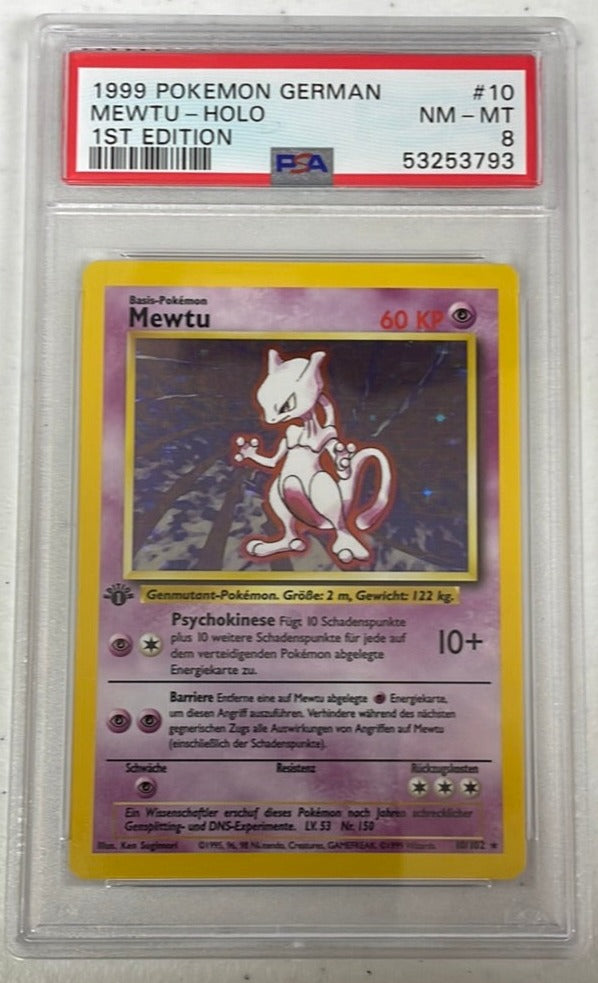 PSA 8 NM - MT - Mewtwo 10/102 1st Edition German (Mewtu) Base Set Pokemon Holo