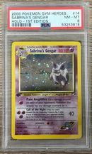 PSA 8 NM - MT - Sabrina’s Gengar 14/132 1st Edition w/ Swirl Gym Heroes Holo Pokemon