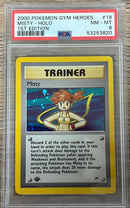 PSA 8 NM - MT - Misty 18/132 1st Edition Gym Heroes Holo Pokemon