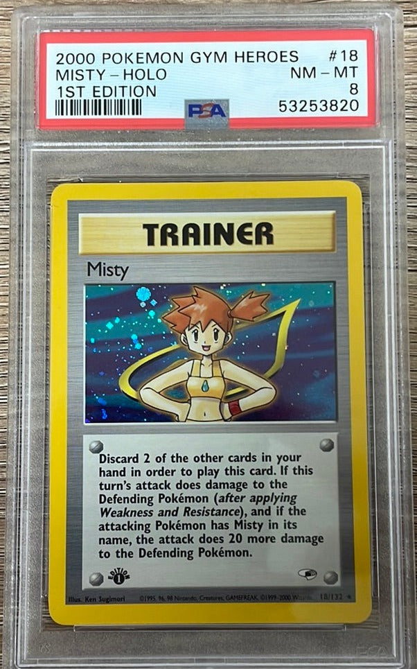 PSA 8 NM - MT - Misty 18/132 1st Edition Gym Heroes Holo Pokemon PSA 8 NM - MT - Misty 18/132 1st Edition Gym Heroes Holo Pokemon