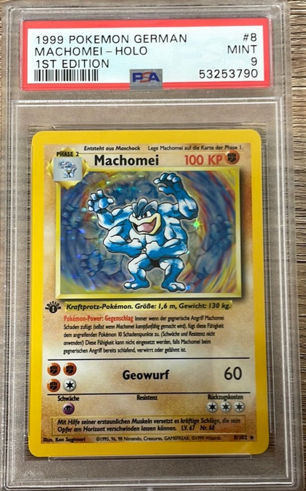 PSA 9 MINT - Machamp 8/102 1st Edition German (Machomei) Base Set Pokemon Holo