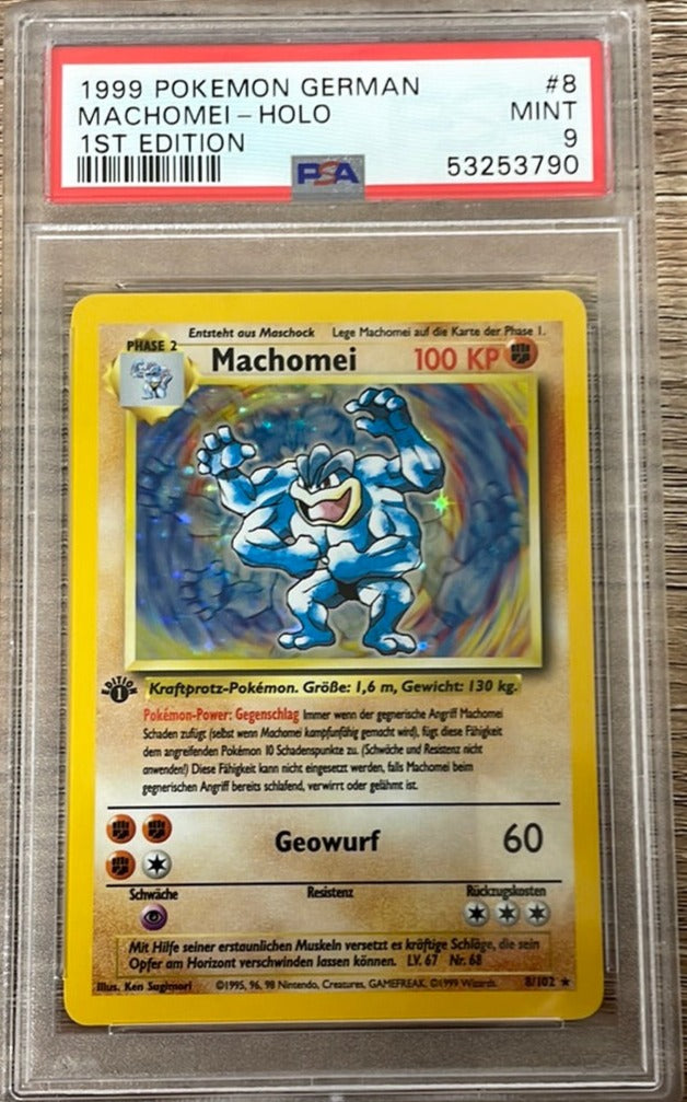 PSA 9 MINT - Machamp 8/102 1st Edition German (Machomei) Base Set Poke