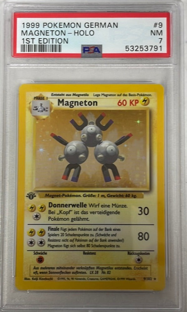 PSA 7 NM - Magneton 9/102 1st Edition German Base Set Pokemon Holo PSA 7 NM - Magneton 9/102 1st Edition German Base Set Pokemon Holo