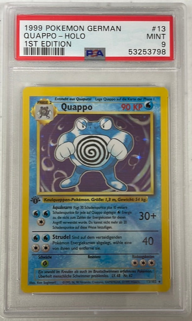 PSA 9 MINT - Poliwrath 13/102 1st Edition German (Quappo) Base Set Pok PSA 9 MINT - Poliwrath 13/102 1st Edition German (Quappo) Base Set Pok