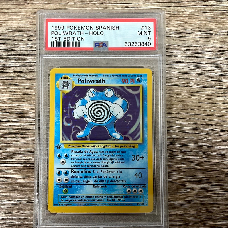 PSA 9 MINT - Poliwrath 13/102 1st Edition Spanish Base Set Holo Pokemo PSA 9 MINT - Poliwrath 13/102 1st Edition Spanish Base Set Holo Pokemo