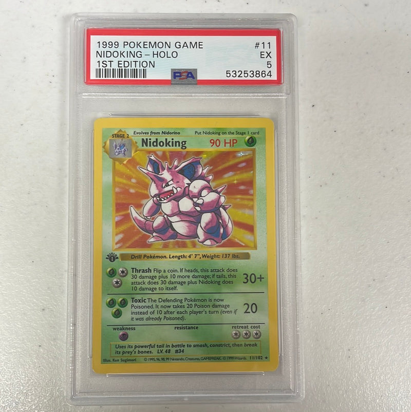 PSA 5 EX - Nidoking 11/102 1st Edition Base Set Shadowless Pokemon Holo