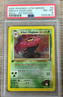 PSA 8 NM - MT - Erika’s Vileplume 5/132 1st Edition Gym Heroes Holo Pokemon