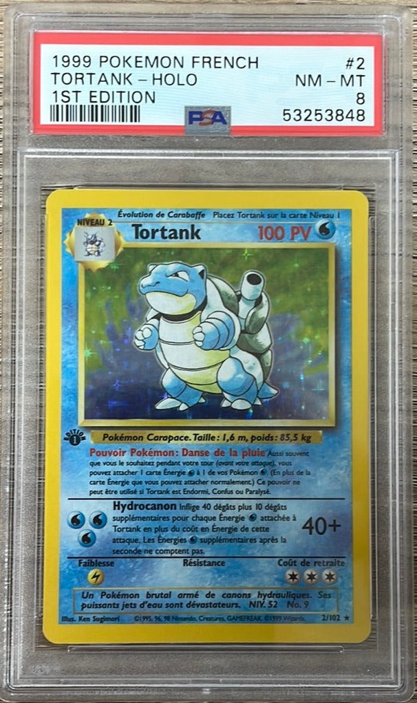 PSA 8 NM - MT - Blastoise 2/102 1st Edition French (Tortank) Base Set PSA 8 NM - MT - Blastoise 2/102 1st Edition French (Tortank) Base Set