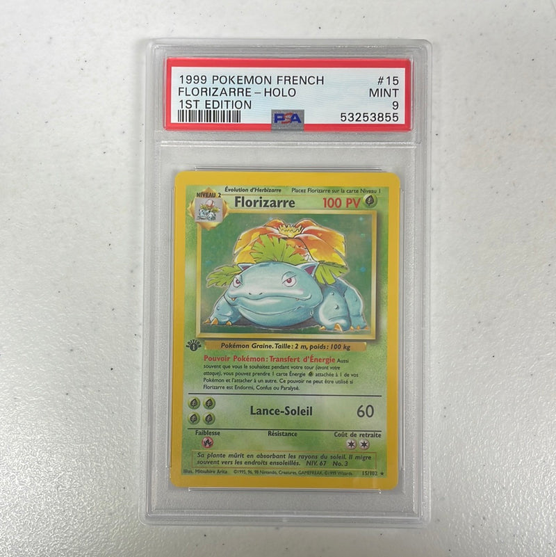 PSA 9 MINT - Venusaur 15/102 1st Edition French Base Set Holo Pokemon