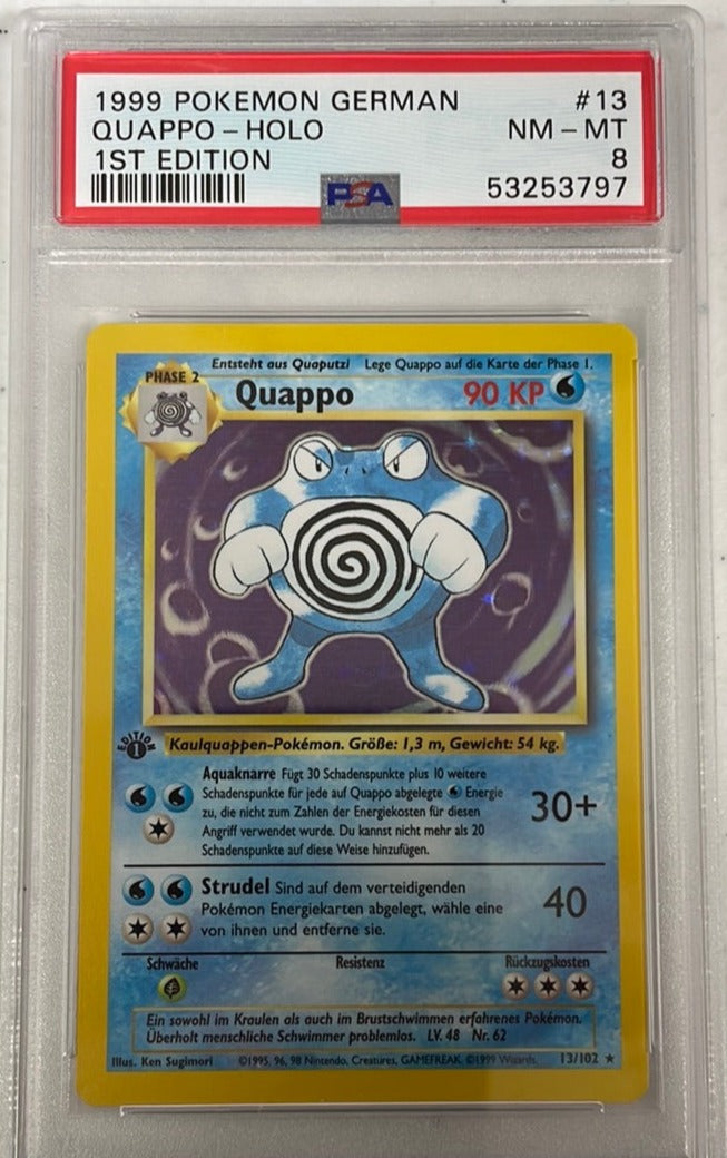 PSA 8 NM - MT - Poliwrath 13/102 1st Edition German (Quappo) Base Set PSA 8 NM - MT - Poliwrath 13/102 1st Edition German (Quappo) Base Set