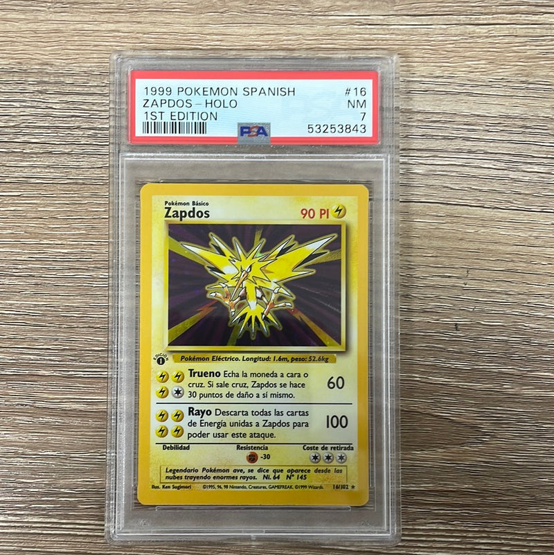 PSA 7 NM - Zapdos 16/102 1st Edition Spanish Base Set Holo Pokemon