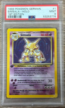 PSA 9 MINT - Alakazam 1/102 1st Edition German (Simsala) Base Set Pokemon Holo