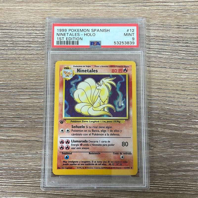 PSA 9 MINT - Ninetales 12/102 1st Edition Spanish Base Set Holo Pokemon