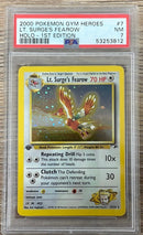 PSA 7 NM - Lt. Surge’s Fearow 7/132 1st Edition Gym Heroes Holo Pokemon